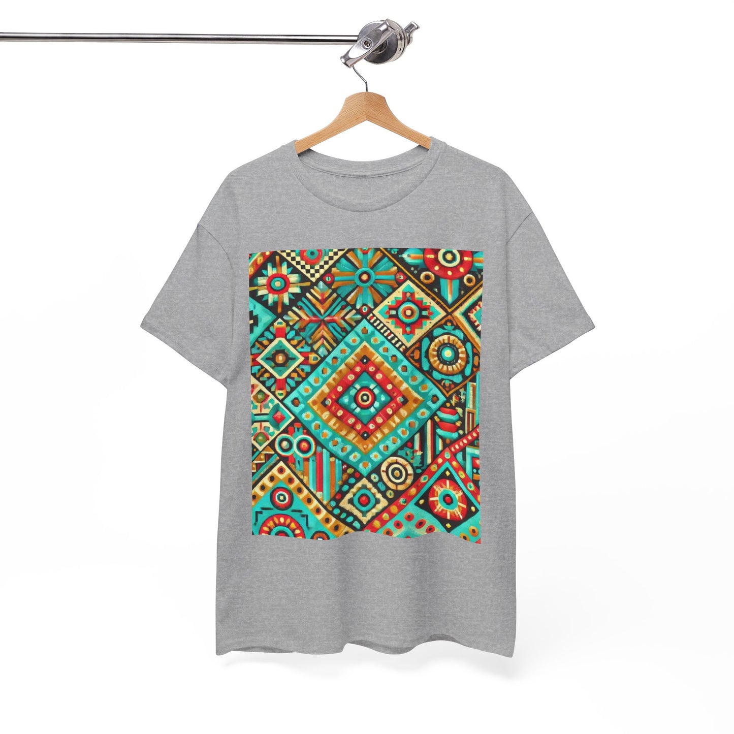 Huichol Geometric Essence Unisex Tee - Bold Abstract Pattern - Large Design - 100% Cotton - Sustainable and Ethically Made - Express Delivery Available