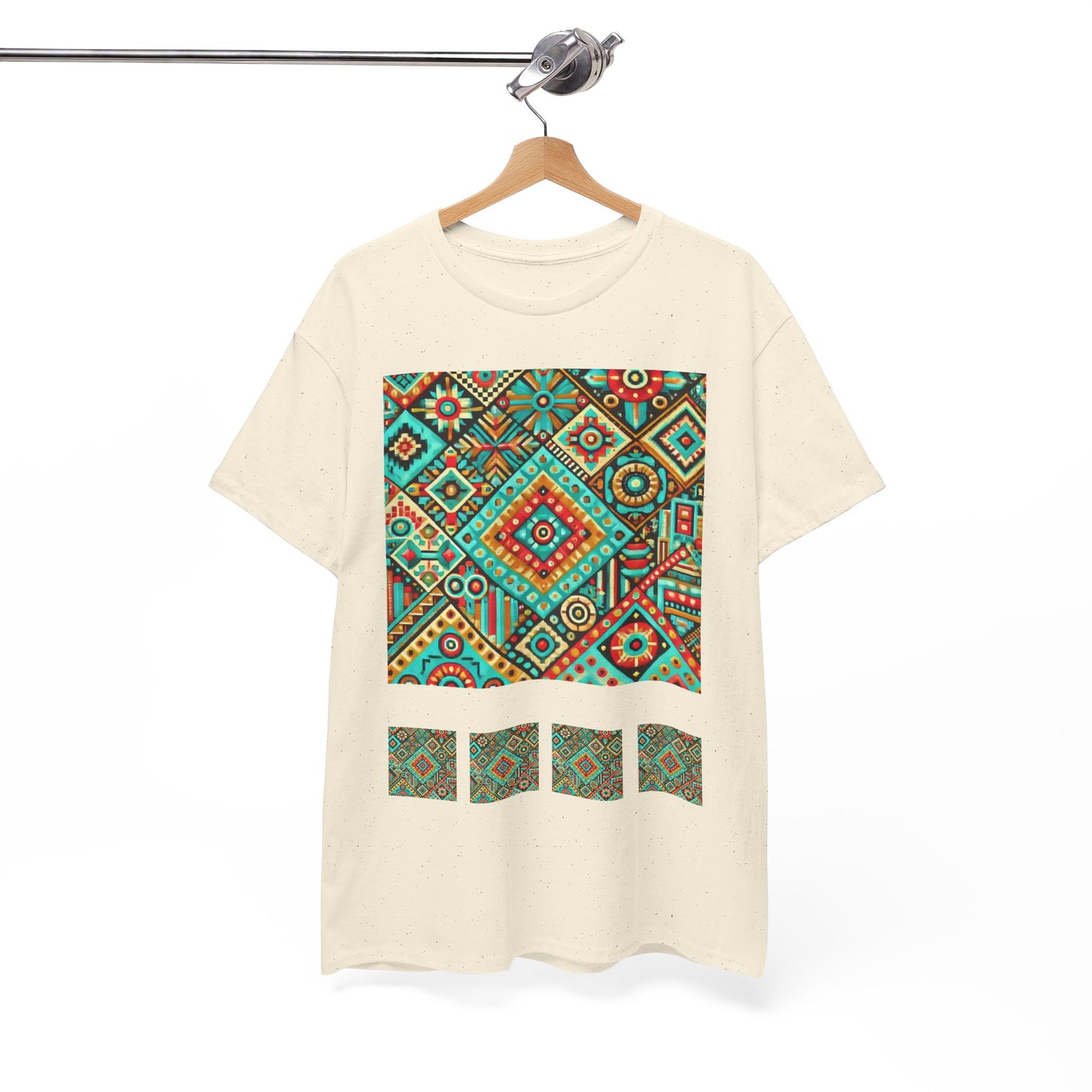 Huichol Geometric Essence Unisex Tee - Bold Abstract Pattern - Combo Design - 100% Cotton - Sustainable and Ethically Made - Express Delivery Available