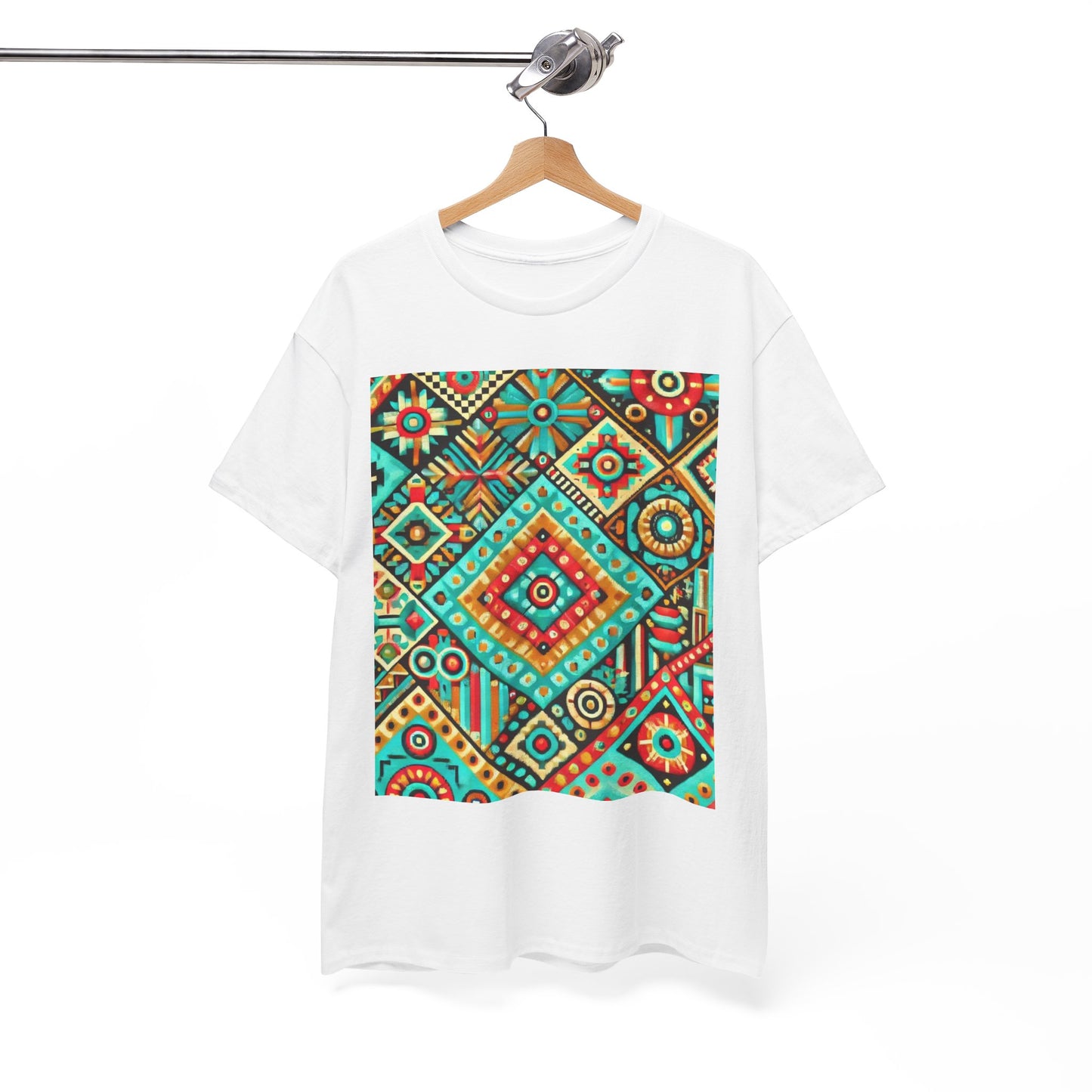 Huichol Geometric Essence Unisex Tee - Bold Abstract Pattern - Large Design - 100% Cotton - Sustainable and Ethically Made - Express Delivery Available