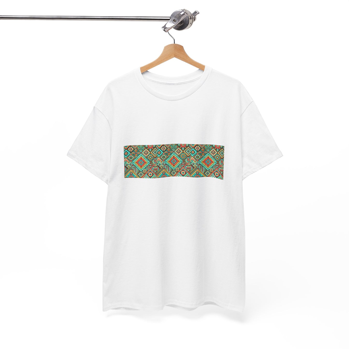 Huichol Geometric Essence Unisex Tee - Bold Abstract Pattern - Triple Small Design - 100% Cotton - Sustainable and Ethically Made - Express Delivery Available