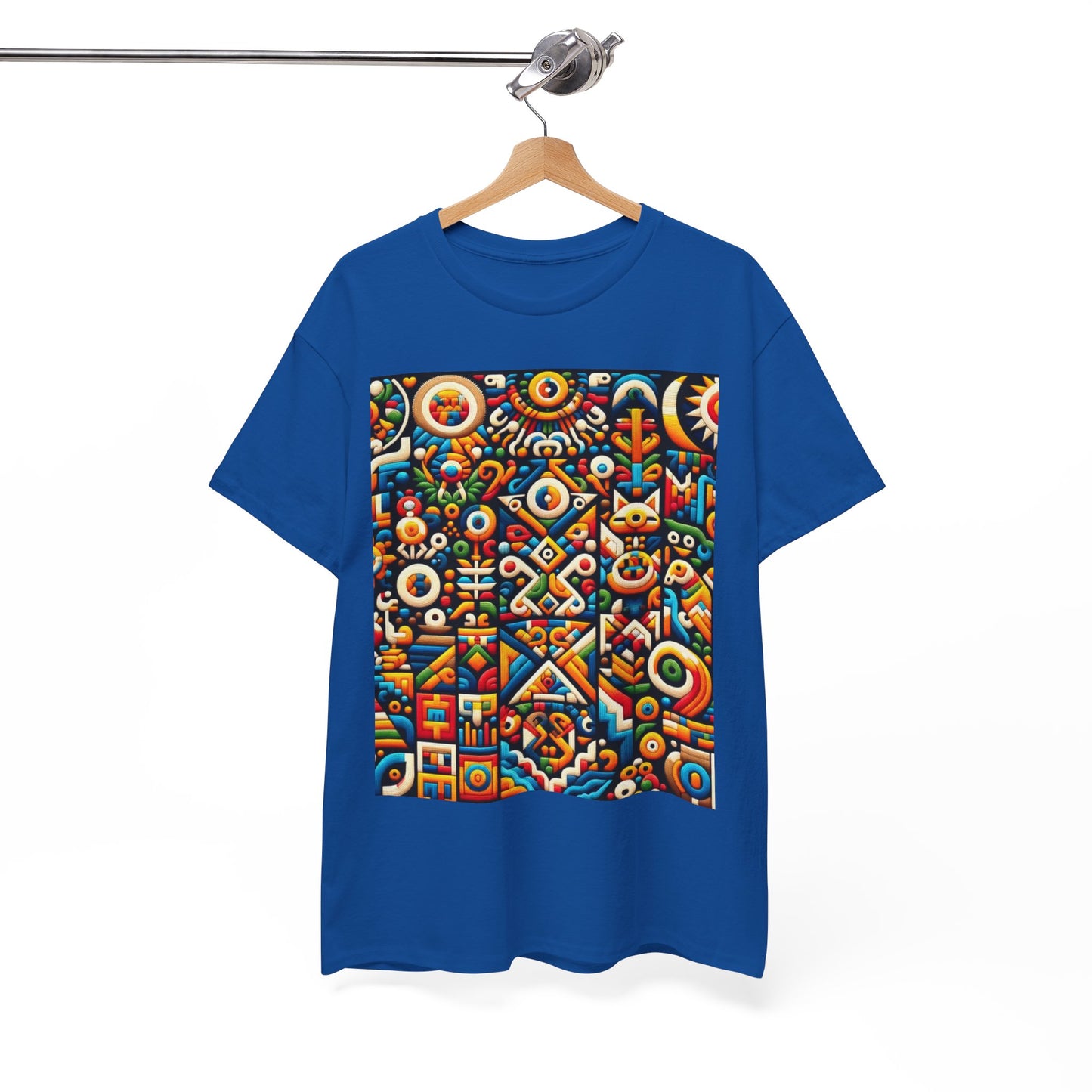 Huichol Vibrant Mosaic Unisex Tee - Colorful Geometric Pattern - Large Design - 100% Cotton - Sustainable and Ethically Made - Express Delivery Available