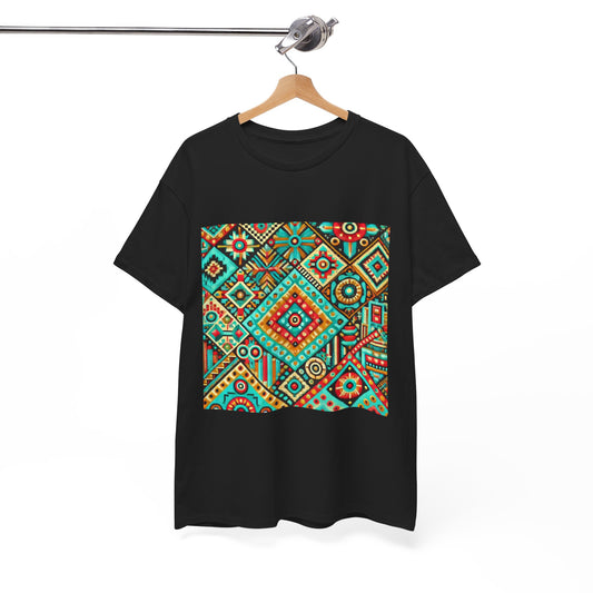 Huichol Geometric Essence Unisex Tee - Bold Abstract Pattern - Medium Design - 100% Cotton - Sustainable and Ethically Made - Express Delivery Available