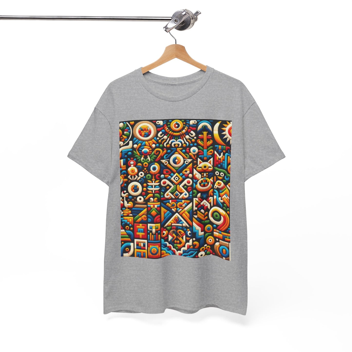 Huichol Vibrant Mosaic Unisex Tee - Colorful Geometric Pattern - Large Design - 100% Cotton - Sustainable and Ethically Made - Express Delivery Available