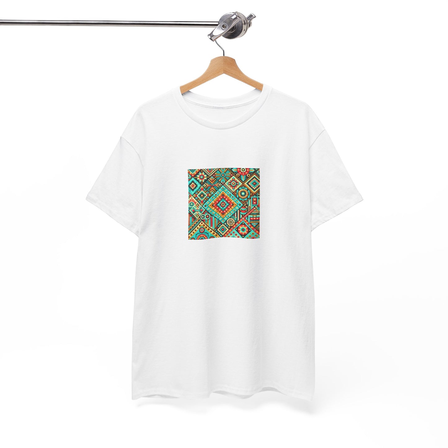 Huichol Geometric Essence Unisex Tee - Bold Abstract Pattern - Small Design - 100% Cotton - Sustainable and Ethically Made - Express Delivery Available