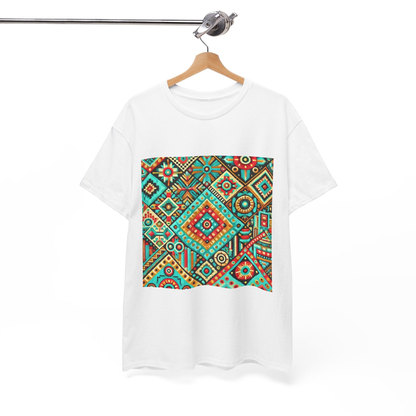 Huichol Geometric Essence Unisex Tee - Bold Abstract Pattern - Medium Design - 100% Cotton - Sustainable and Ethically Made - Express Delivery Available