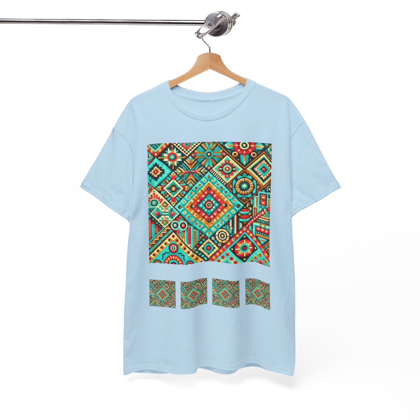 Huichol Geometric Essence Unisex Tee - Bold Abstract Pattern - Combo Design - 100% Cotton - Sustainable and Ethically Made - Express Delivery Available