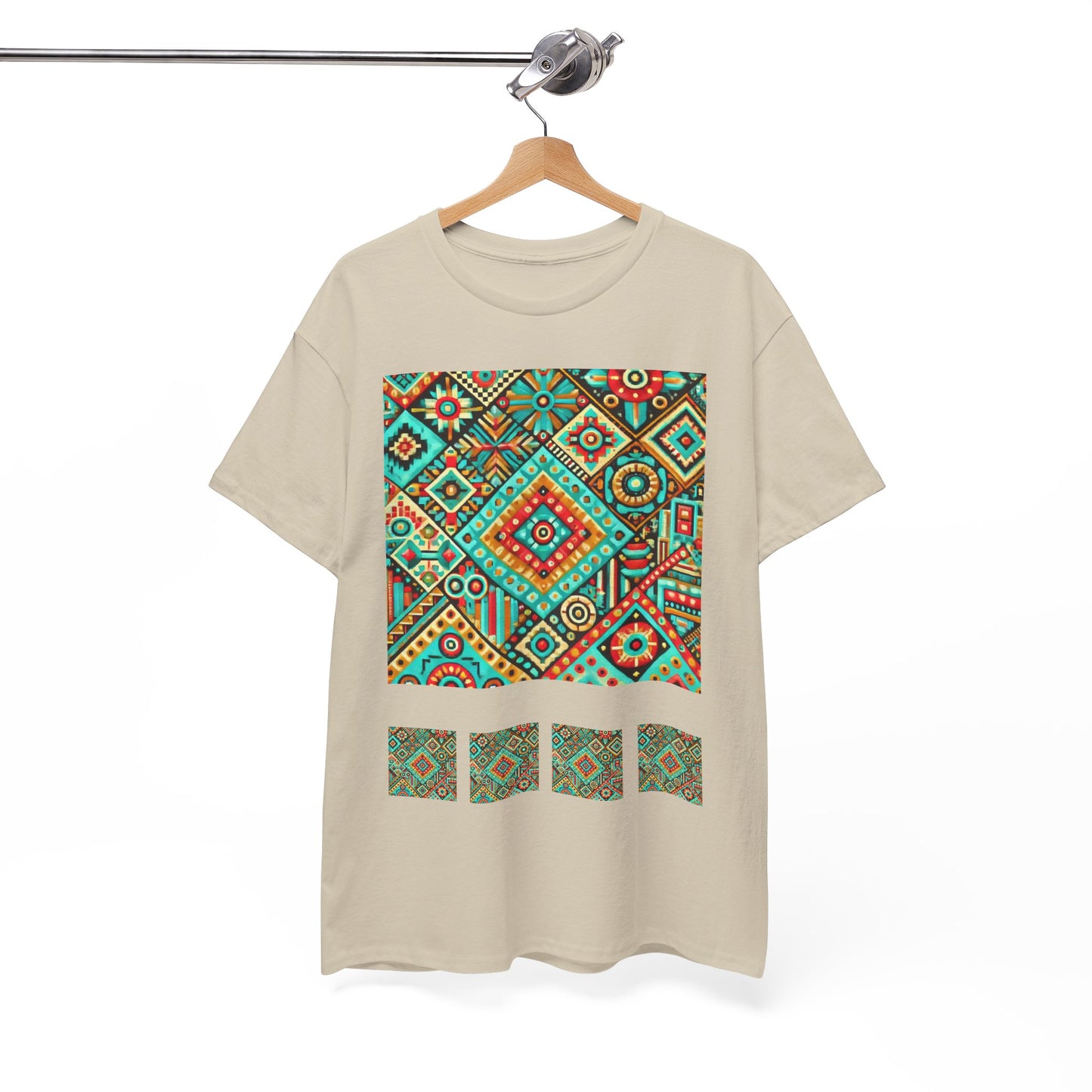 Huichol Geometric Essence Unisex Tee - Bold Abstract Pattern - Combo Design - 100% Cotton - Sustainable and Ethically Made - Express Delivery Available