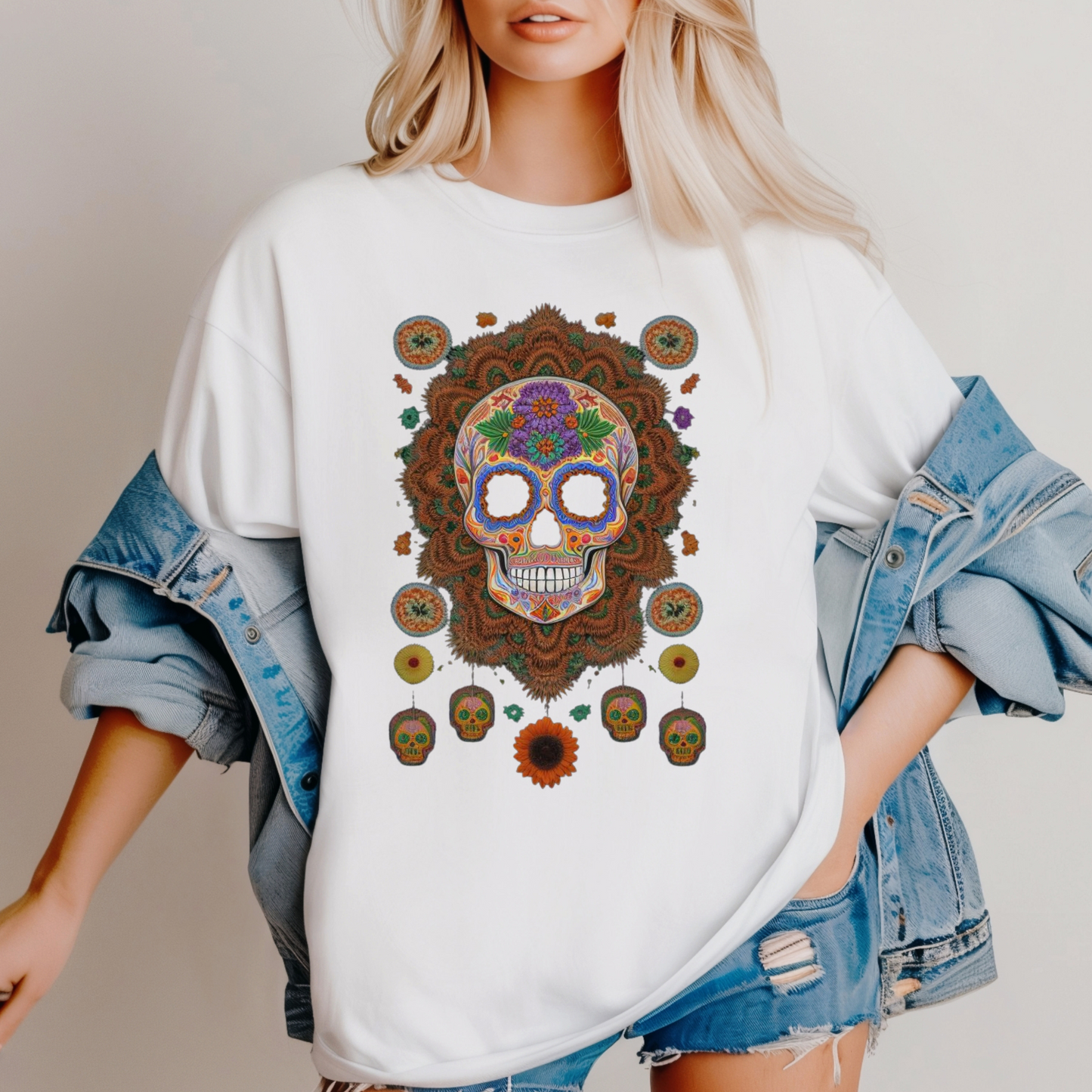 Cosmic Spirits: Huichol x Day of the Dead T-Shirt | Fusion Collection P19