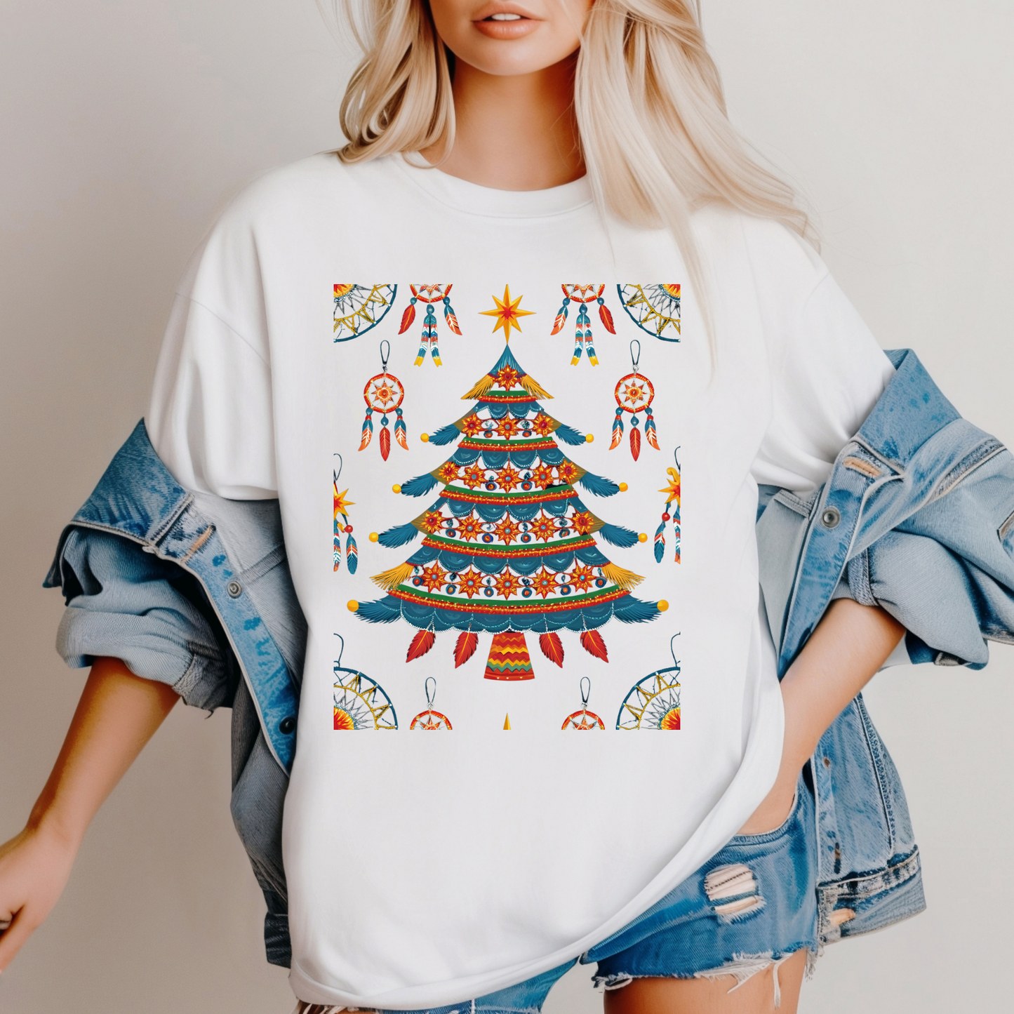 Huichol Dreamcatcher Christmas T-Shirt | Huichol Holiday Magic Collection PL2