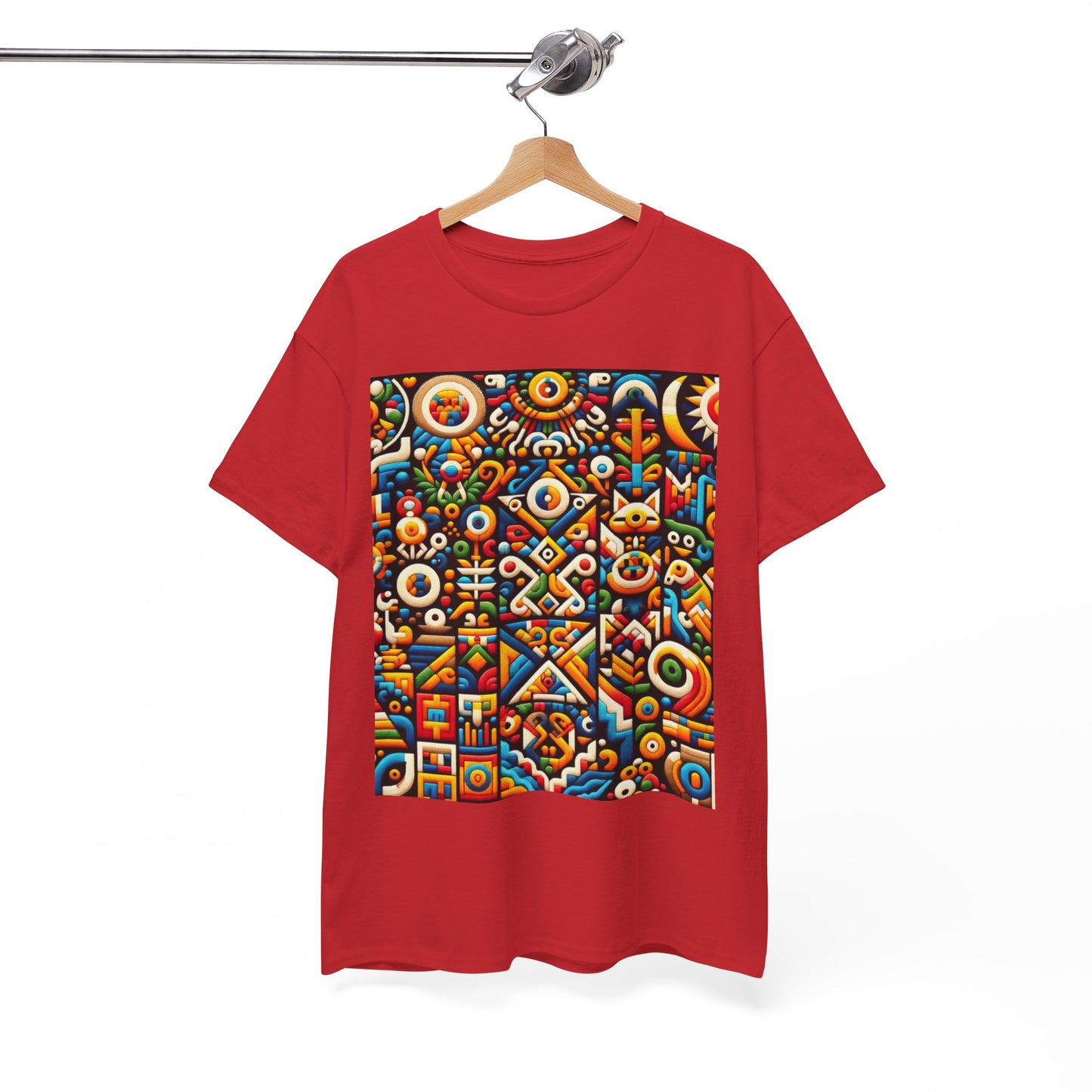 Huichol Vibrant Mosaic Unisex Tee - Colorful Geometric Pattern - Large Design - 100% Cotton - Sustainable and Ethically Made - Express Delivery Available