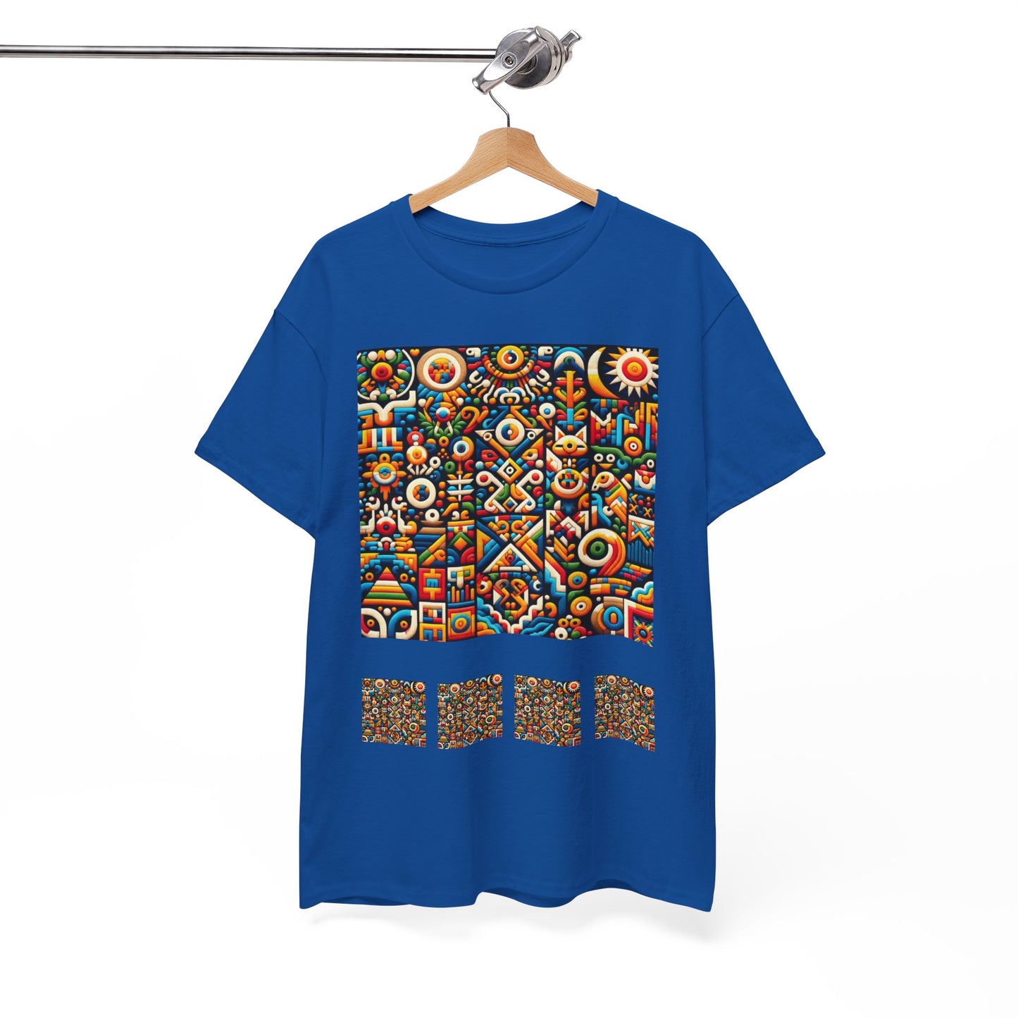 Huichol Vibrant Mosaic Unisex Tee - Colorful Geometric Pattern - Combo Design - 100% Cotton - Sustainable and Ethically Made - Express Delivery Available