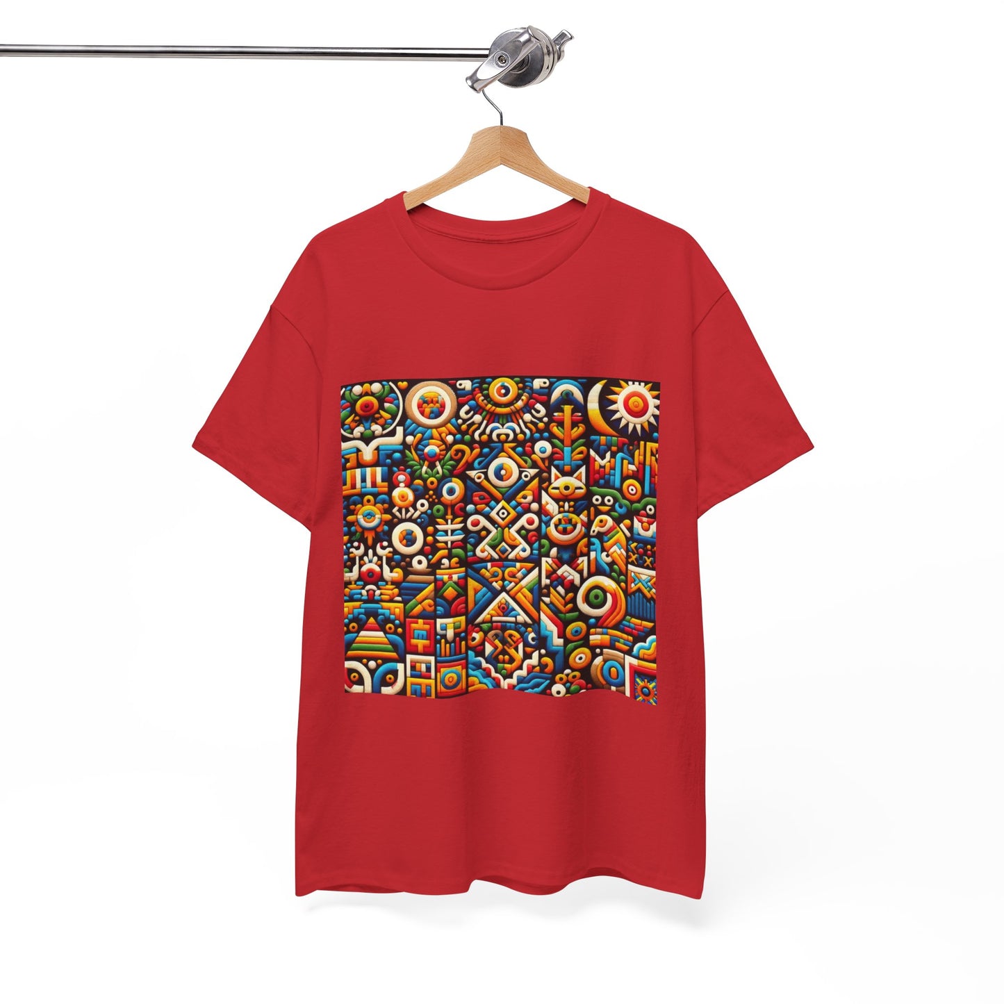 Huichol Vibrant Mosaic Unisex Tee - Colorful Geometric Pattern - Medium Design - 100% Cotton - Sustainable and Ethically Made - Express Delivery Available