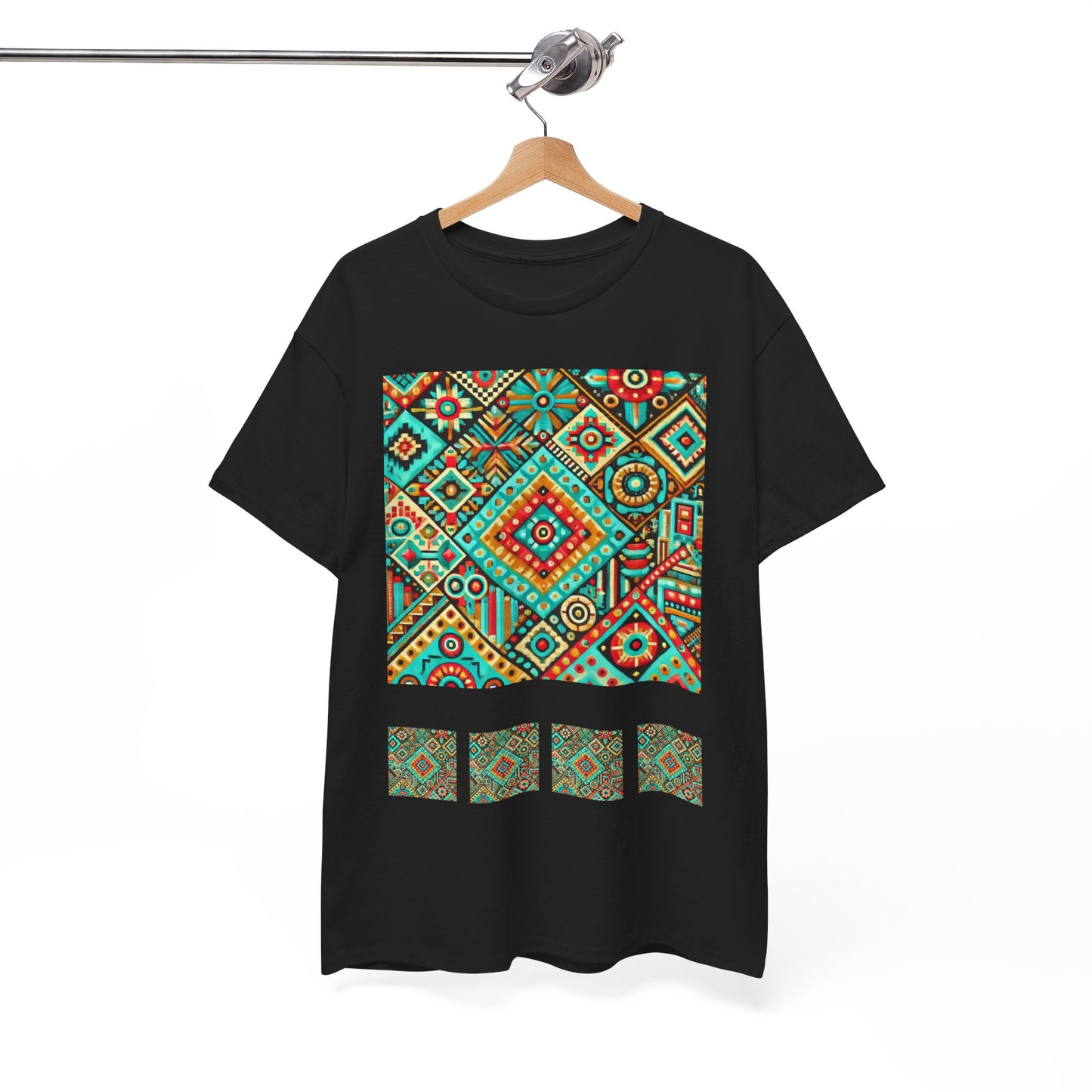 Huichol Geometric Essence Unisex Tee - Bold Abstract Pattern - Combo Design - 100% Cotton - Sustainable and Ethically Made - Express Delivery Available