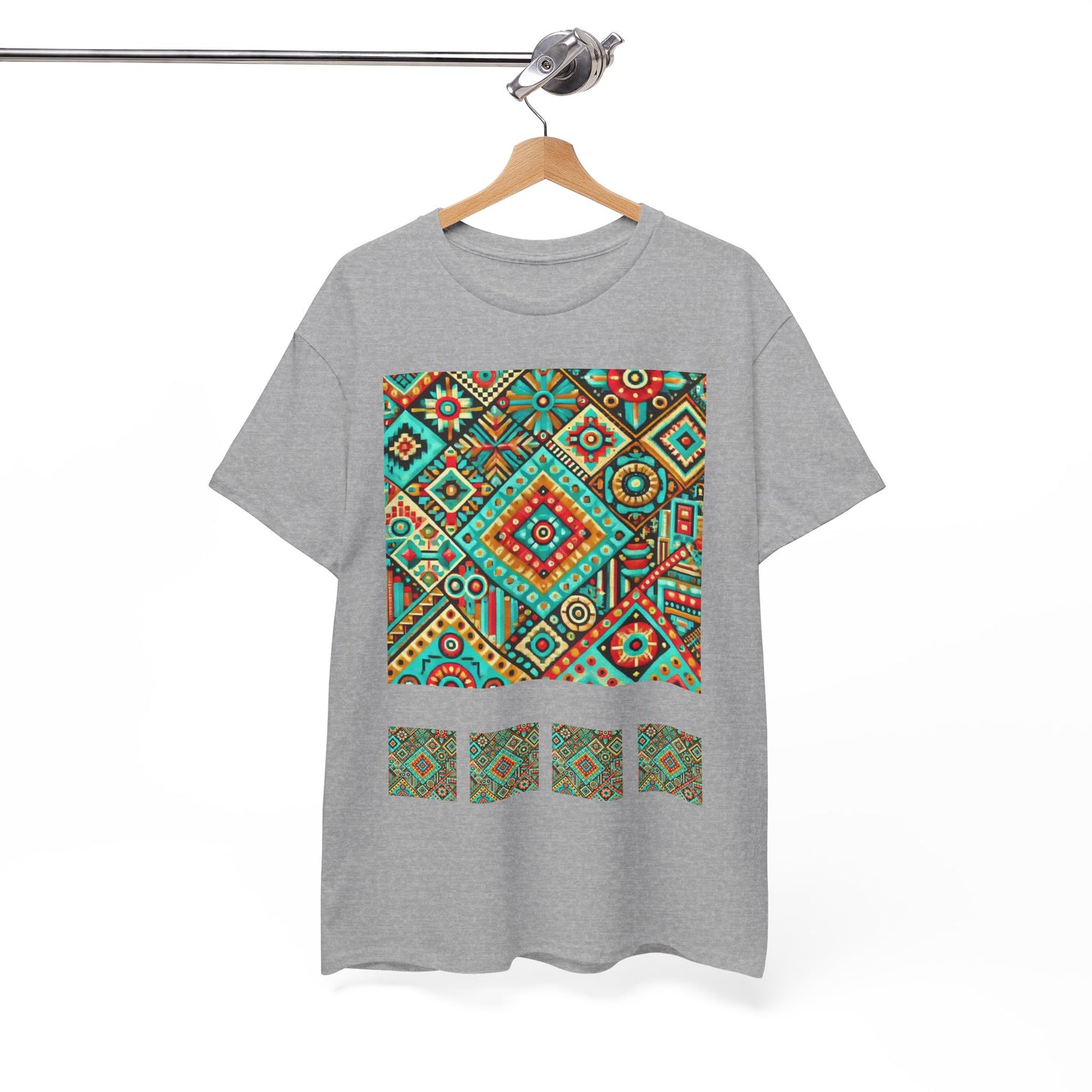 Huichol Geometric Essence Unisex Tee - Bold Abstract Pattern - Combo Design - 100% Cotton - Sustainable and Ethically Made - Express Delivery Available