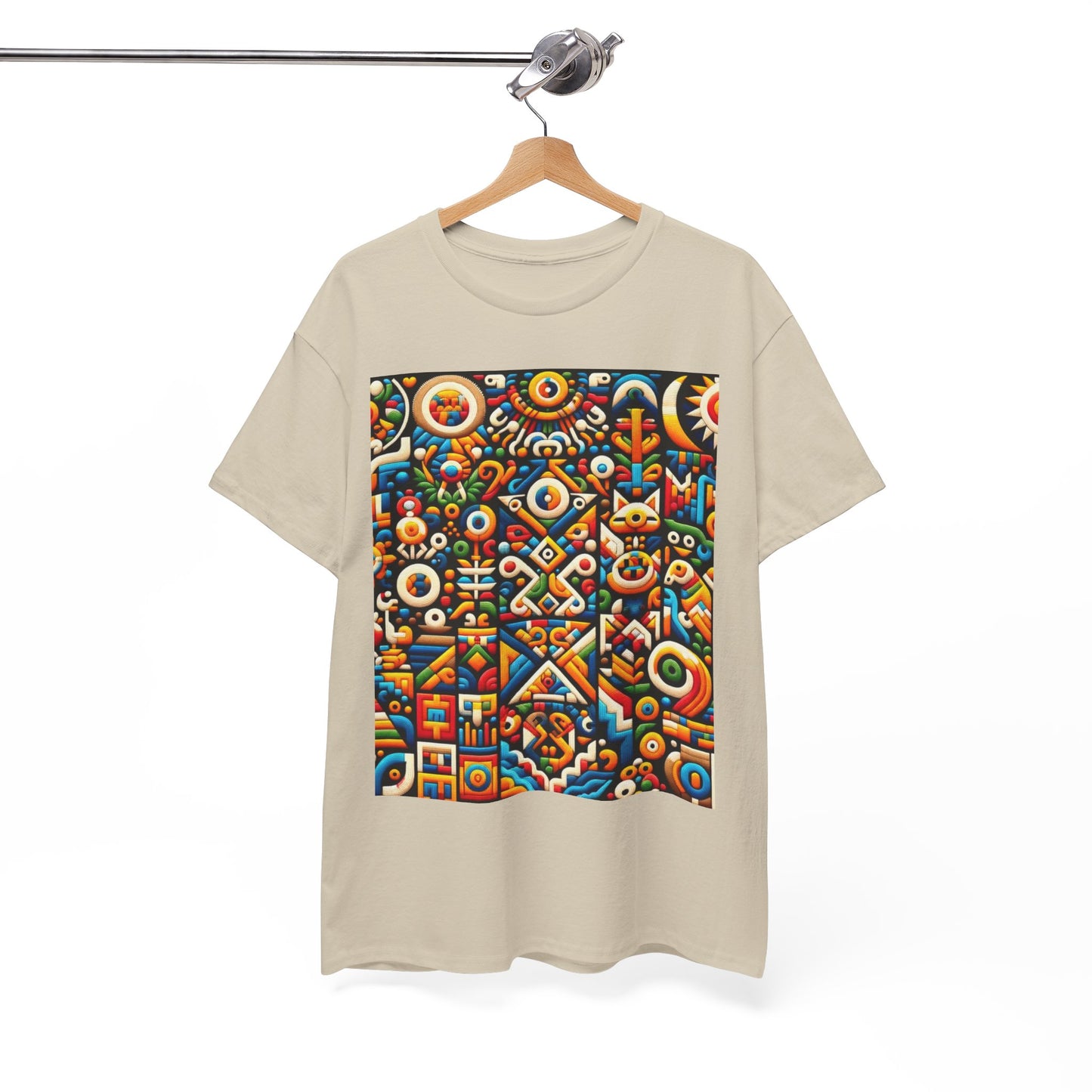 Huichol Vibrant Mosaic Unisex Tee - Colorful Geometric Pattern - Large Design - 100% Cotton - Sustainable and Ethically Made - Express Delivery Available