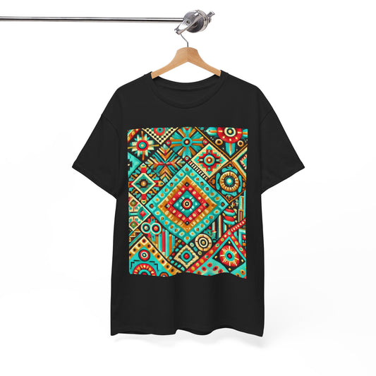 Huichol Geometric Essence Unisex Tee - Bold Abstract Pattern - Large Design - 100% Cotton - Sustainable and Ethically Made - Express Delivery Available