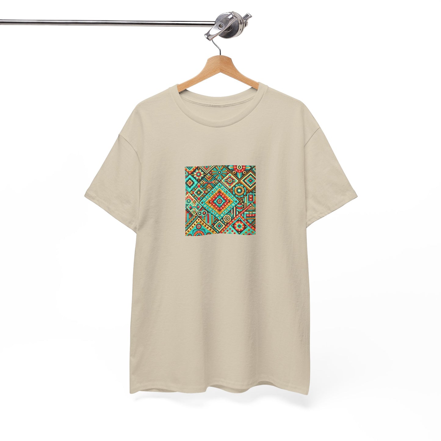 Huichol Geometric Essence Unisex Tee - Bold Abstract Pattern - Small Design - 100% Cotton - Sustainable and Ethically Made - Express Delivery Available