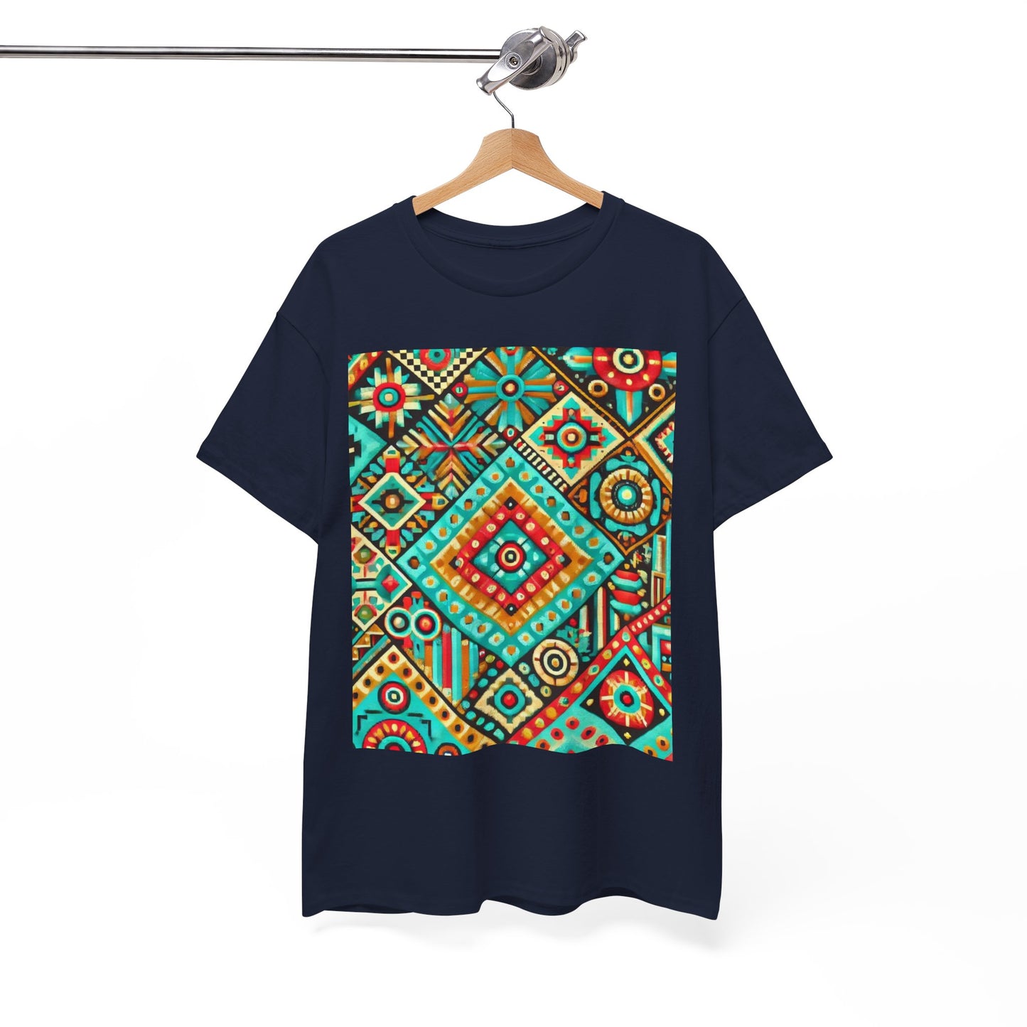 Huichol Geometric Essence Unisex Tee - Bold Abstract Pattern - Large Design - 100% Cotton - Sustainable and Ethically Made - Express Delivery Available