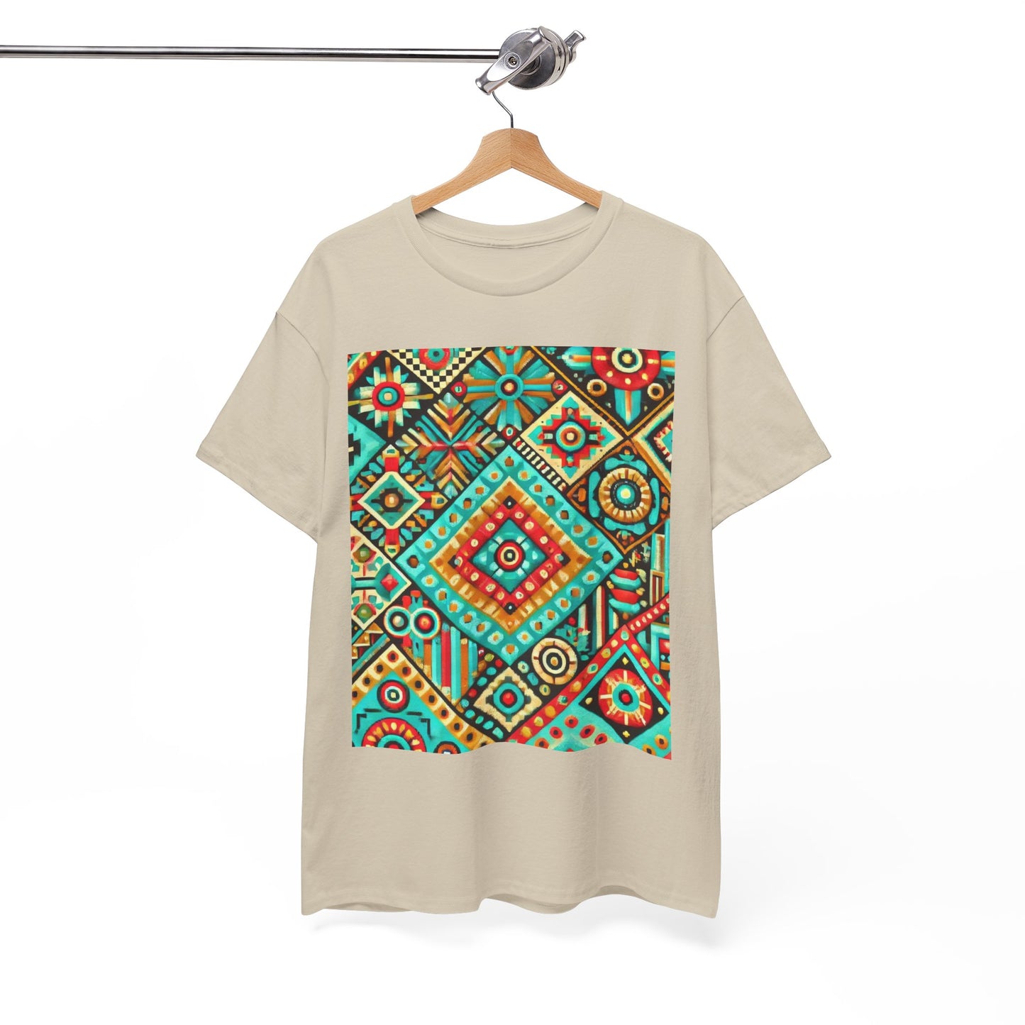 Huichol Geometric Essence Unisex Tee - Bold Abstract Pattern - Large Design - 100% Cotton - Sustainable and Ethically Made - Express Delivery Available