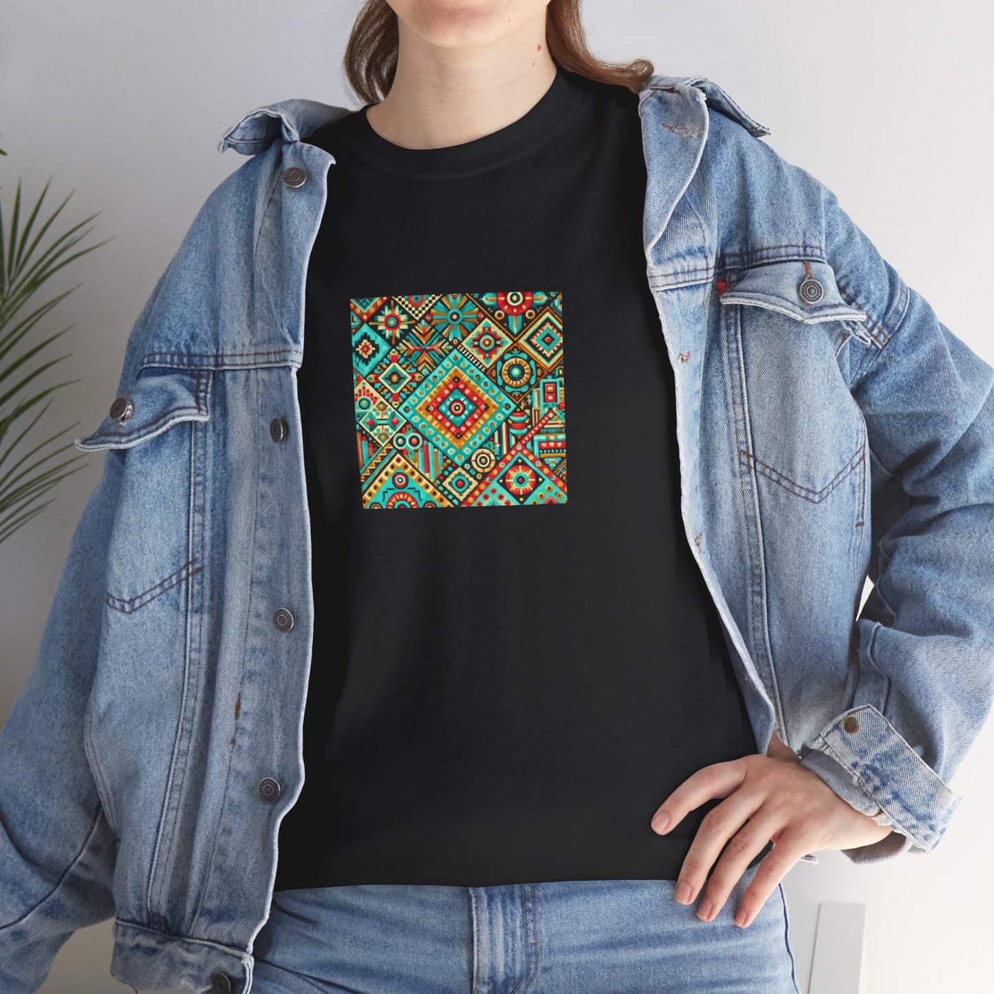 Huichol Geometric Essence Unisex Tee - Bold Abstract Pattern - Small Design - 100% Cotton - Sustainable and Ethically Made - Express Delivery Available