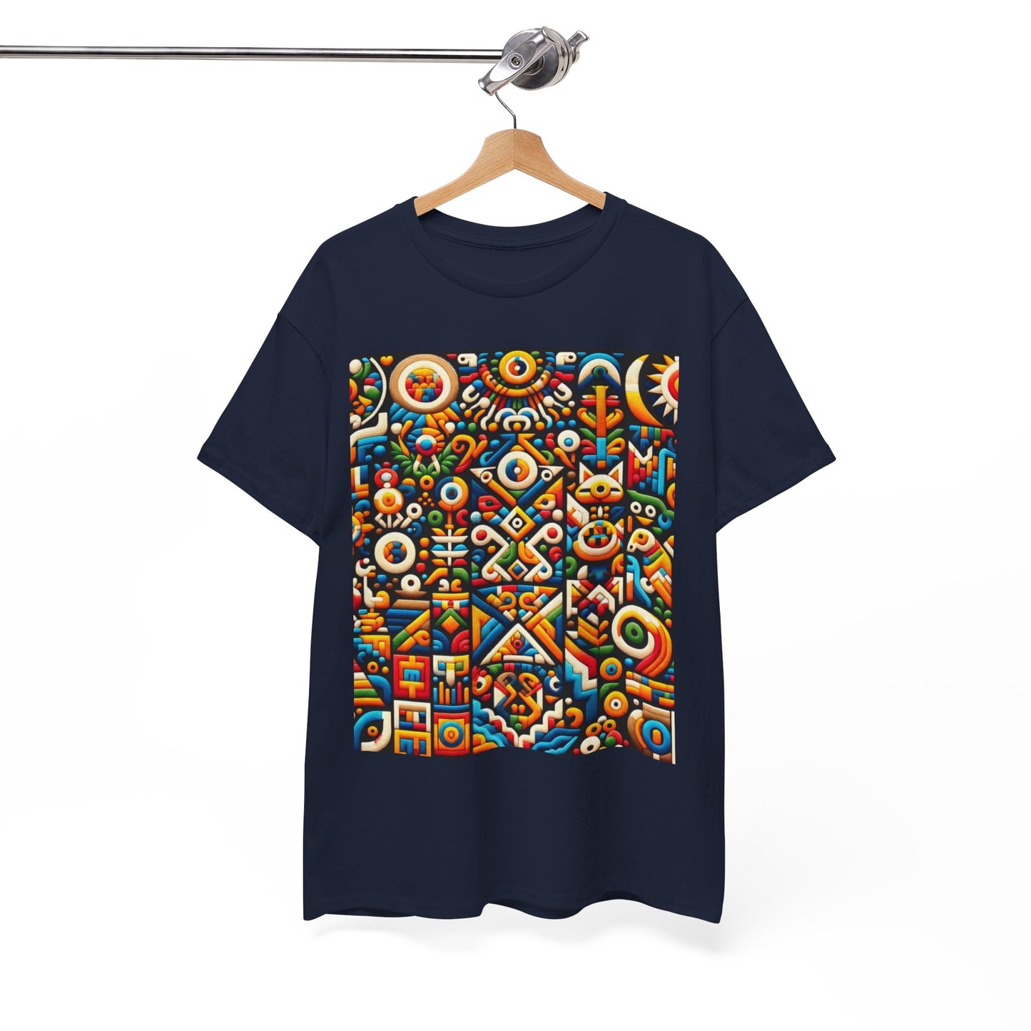 Huichol Vibrant Mosaic Unisex Tee - Colorful Geometric Pattern - Large Design - 100% Cotton - Sustainable and Ethically Made - Express Delivery Available