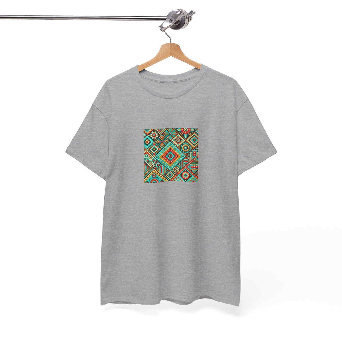 Huichol Geometric Essence Unisex Tee - Bold Abstract Pattern - Small Design - 100% Cotton - Sustainable and Ethically Made - Express Delivery Available